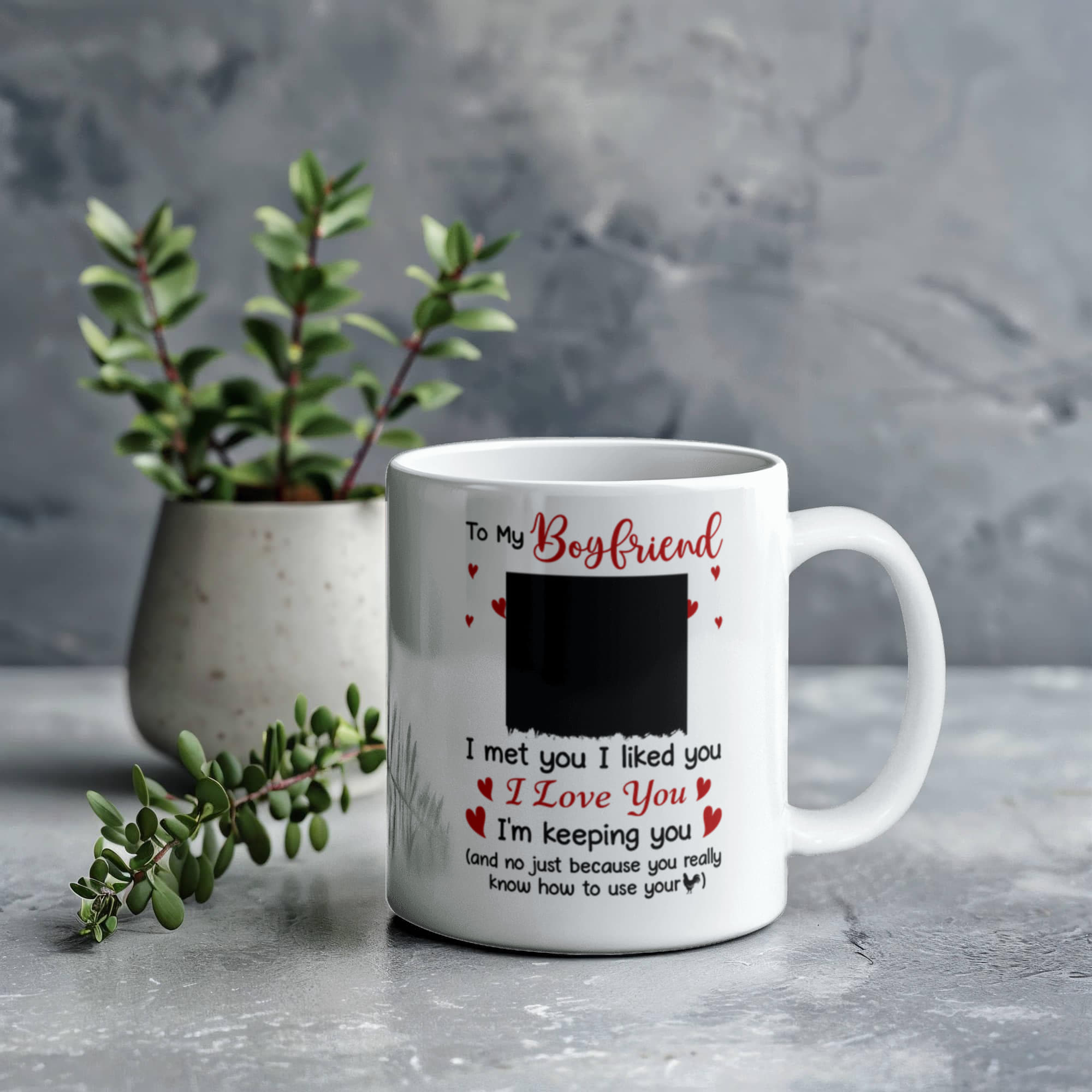 Personalized Boyfriend  Valentine Mug – “I Met You, I Liked You, I Love You” Photo Coffee Mug, Custom Name Gift for Him (11oz & 15oz)