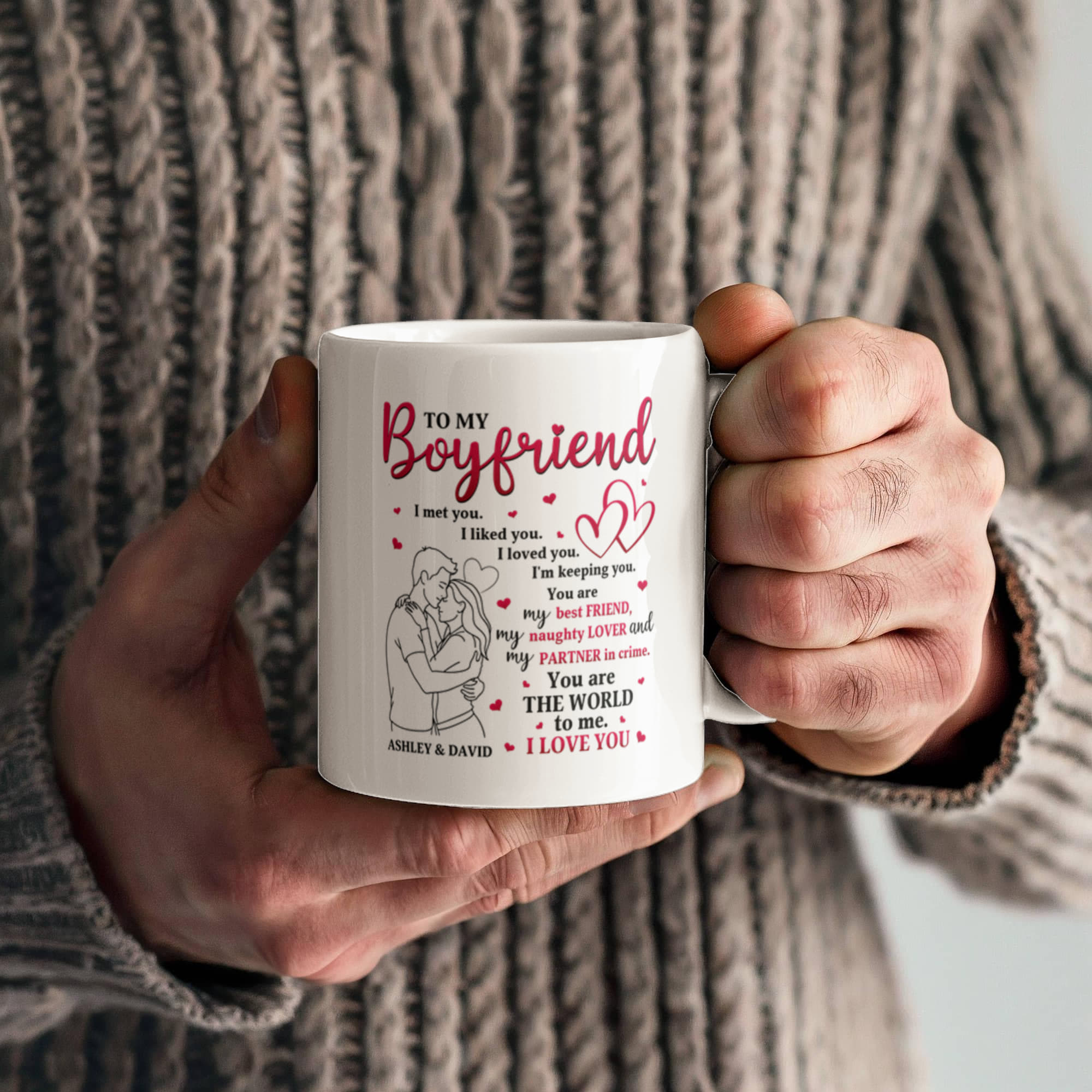 Custom name romantic coffee mug for boyfriend