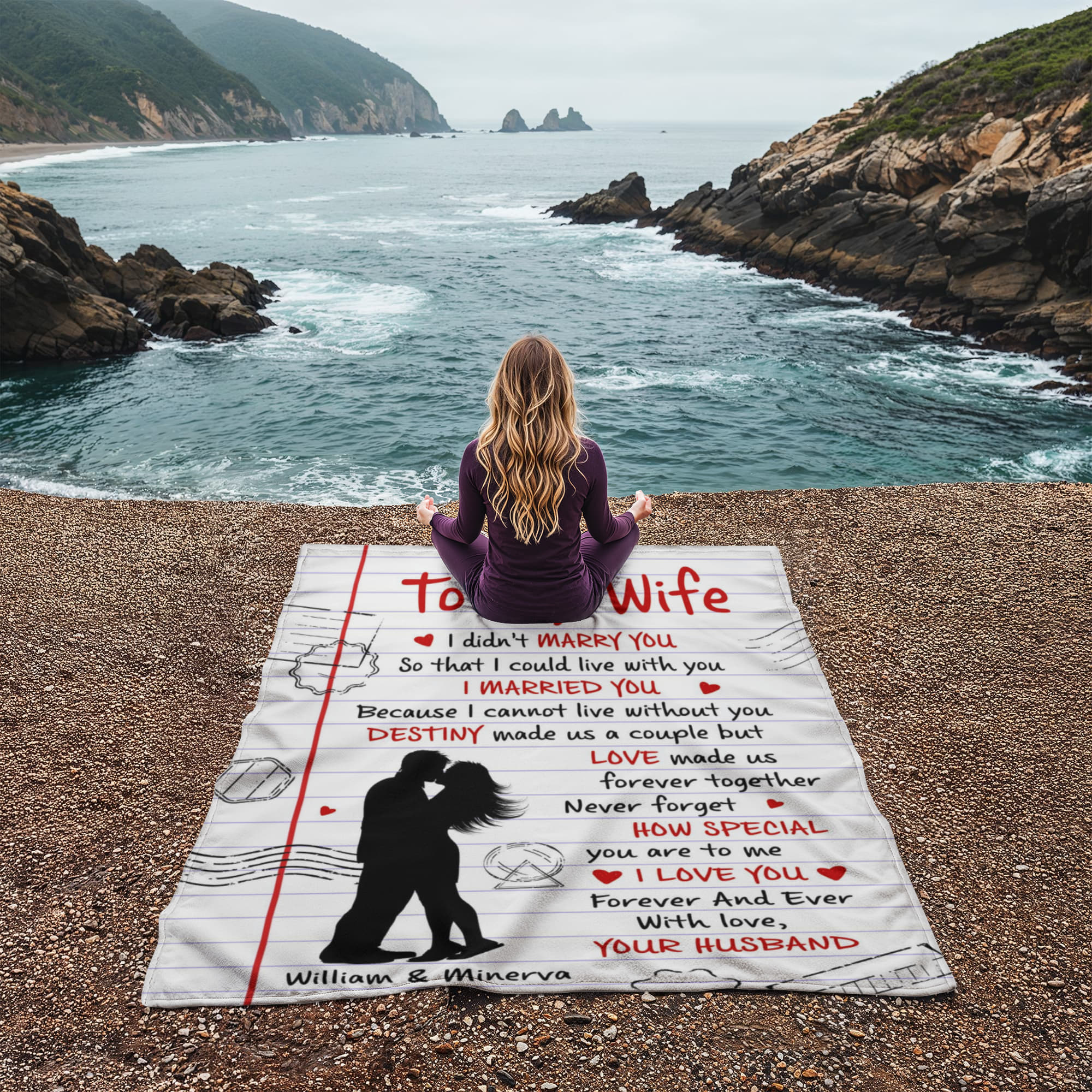 Personalized to my wife love message blanket