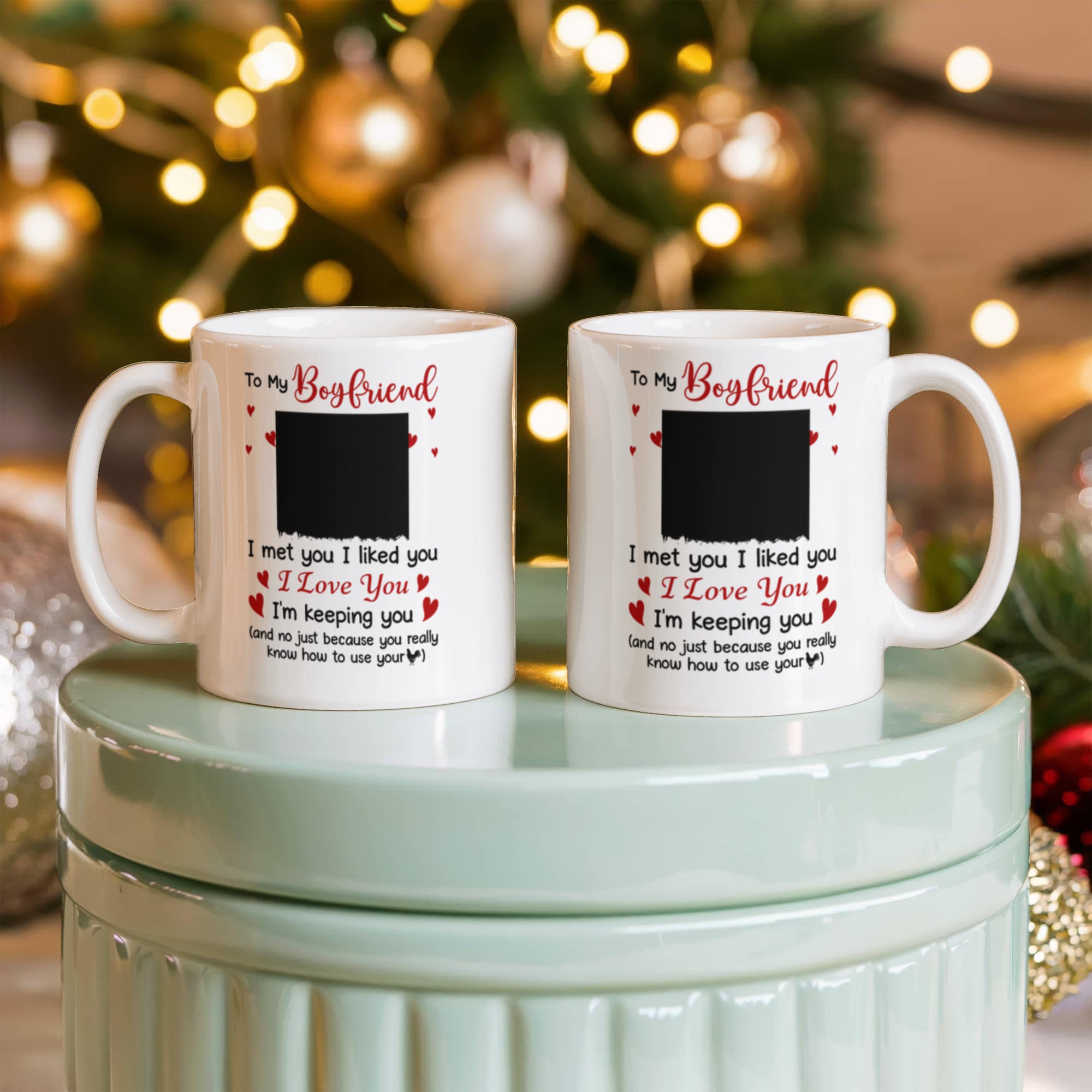 Personalized Boyfriend  Valentine Mug – “I Met You, I Liked You, I Love You” Photo Coffee Mug, Custom Name Gift for Him (11oz & 15oz)