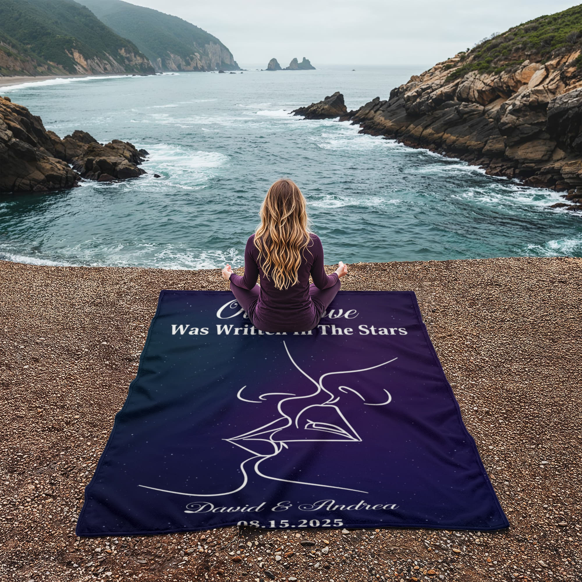Personalized “Our Love Was Written in the Stars” Blanket – Custom Names & Date Romantic Couple Gift