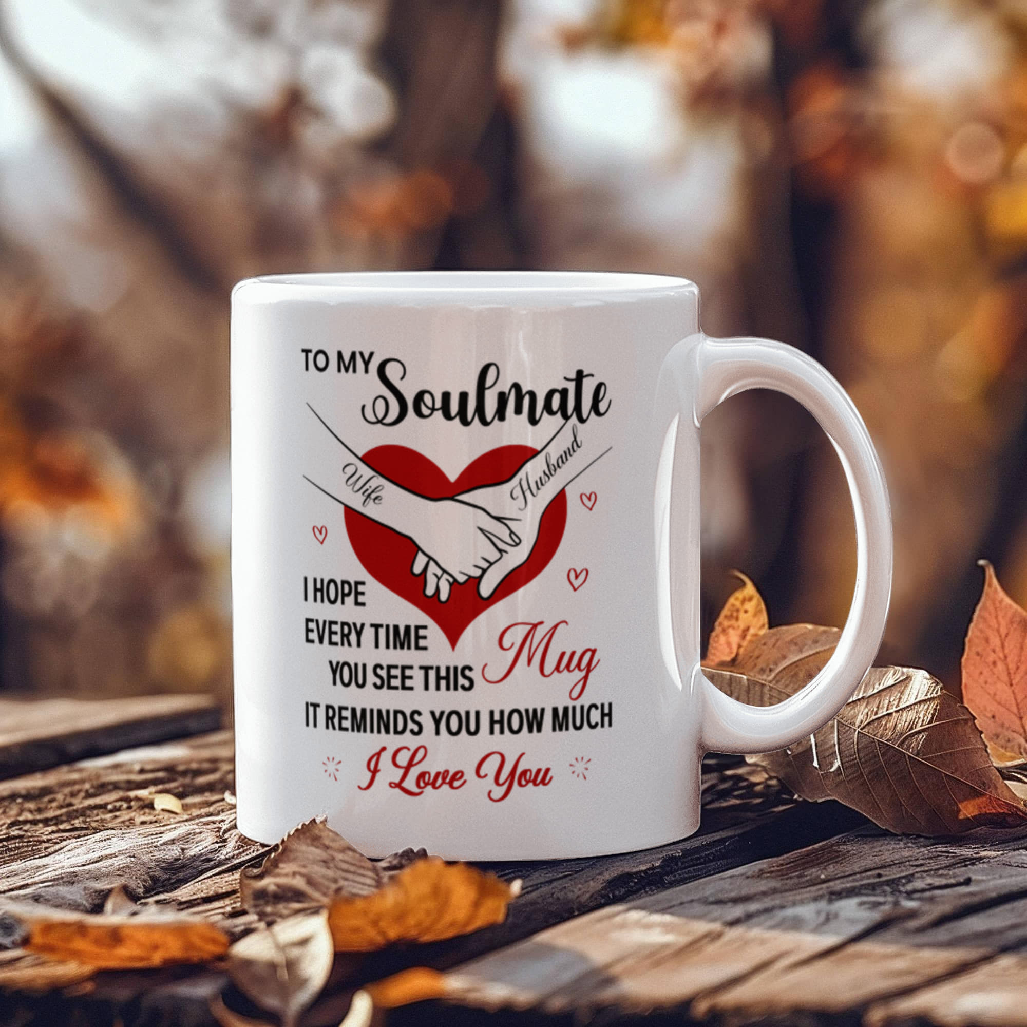 Personalized Valentine Soulmate Mug – Custom Names Coffee Mug Gift for Him & Her (11oz & 15oz)