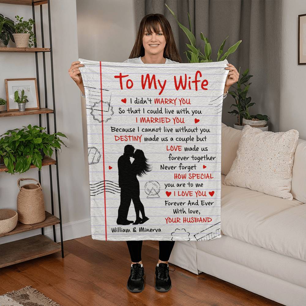 Emotional marriage blanket keepsake.