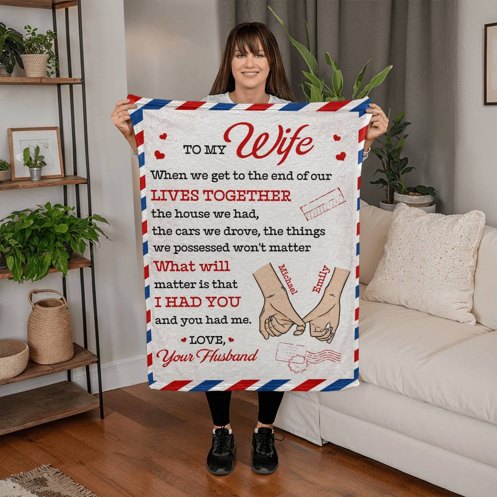 Emotional marriage blanket keepsake