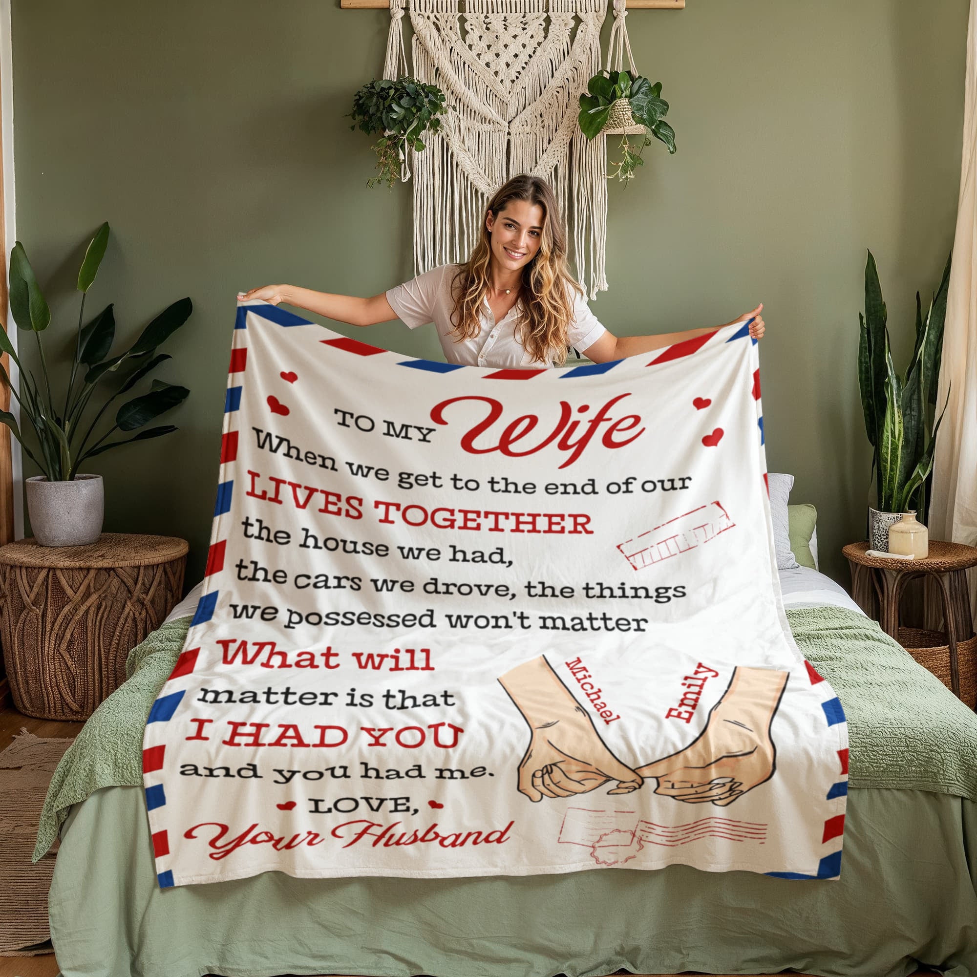 Personalized love letter blanket for wife