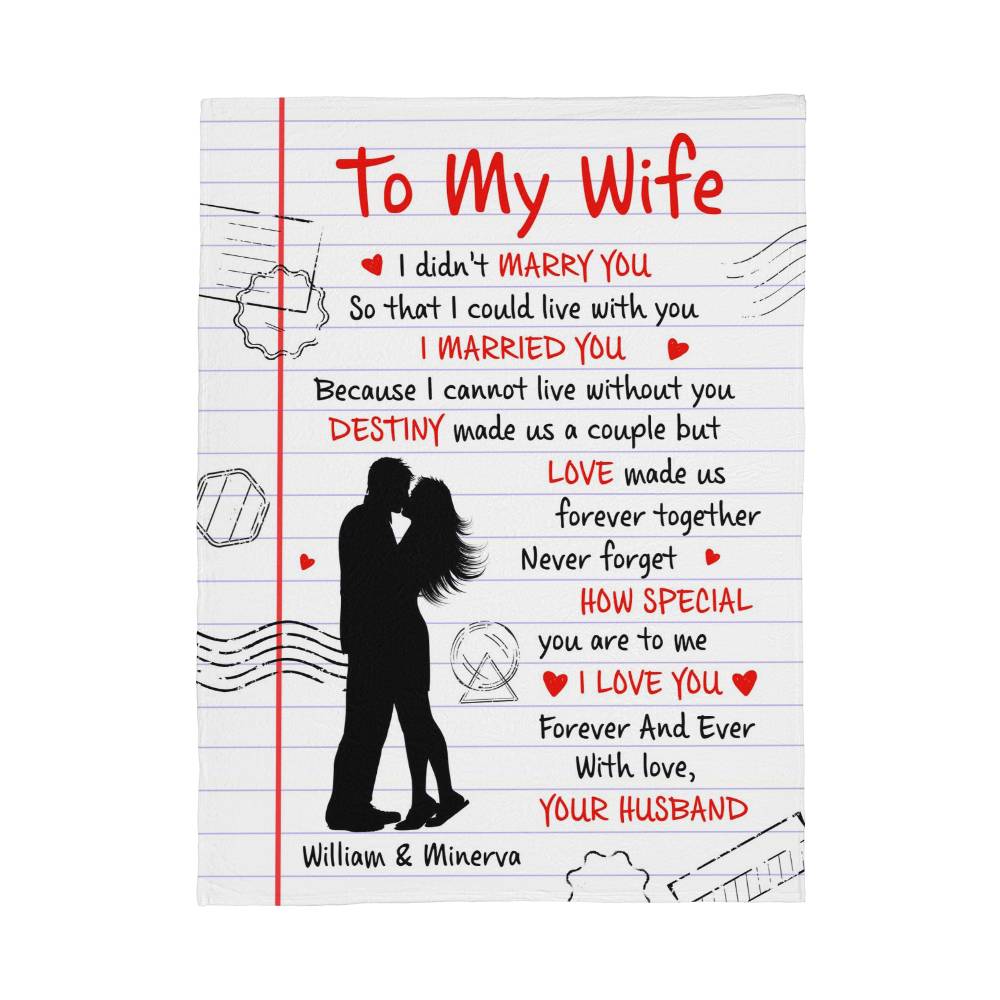 Personalized to my wife love message blanket