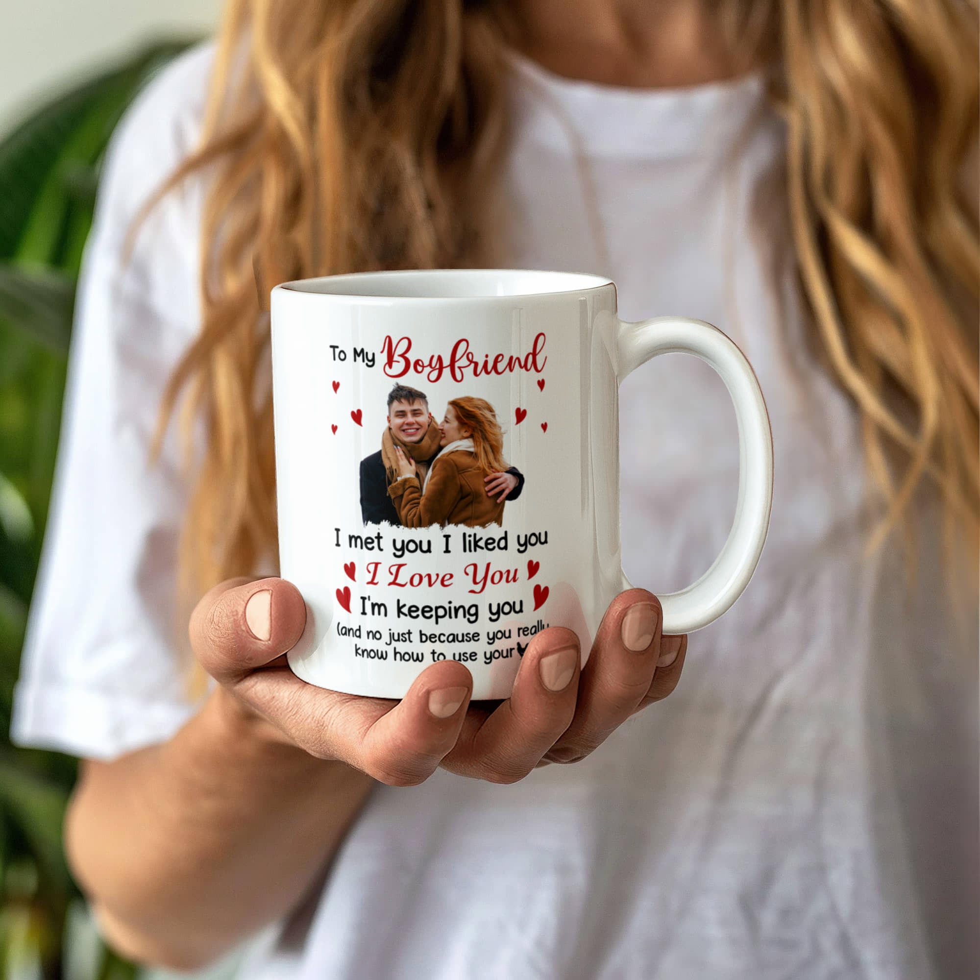 Personalized Boyfriend  Valentine Mug – “I Met You, I Liked You, I Love You” Photo Coffee Mug, Custom Name Gift for Him (11oz & 15oz)