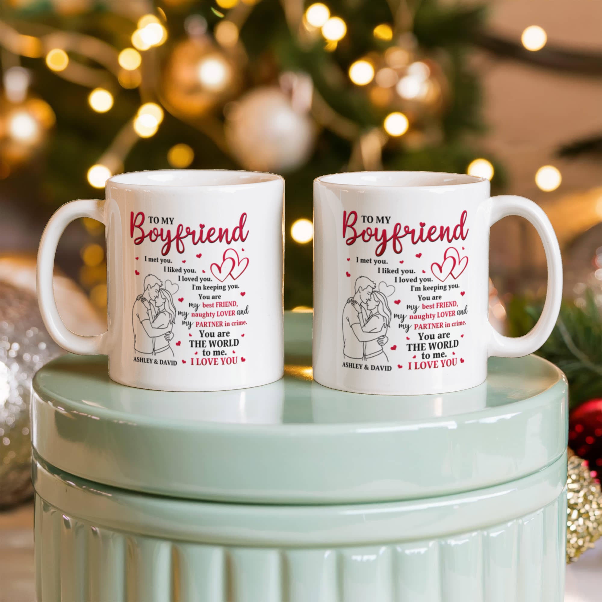 Custom name romantic coffee mug for boyfriend