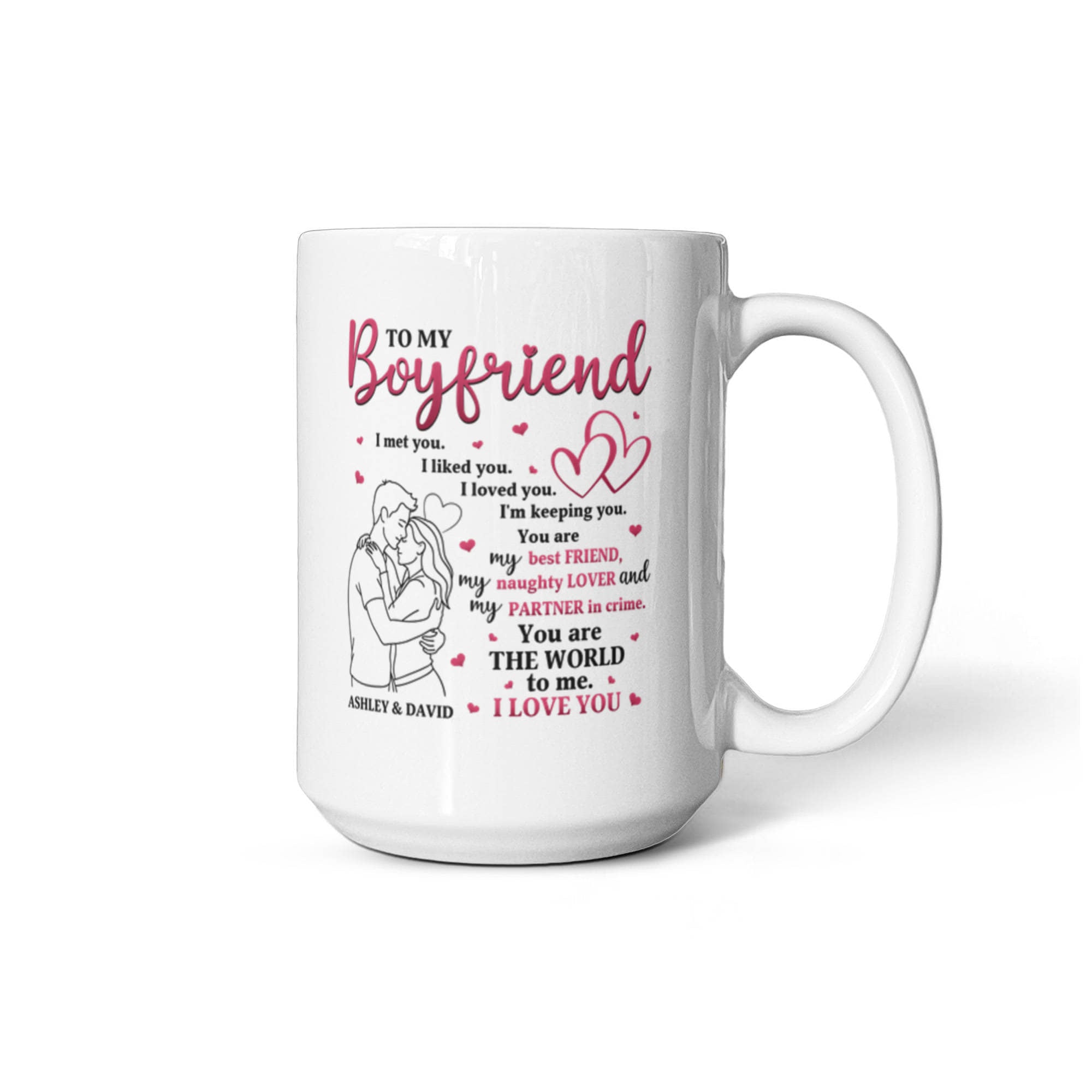 Couple illustration personalized ceramic mug