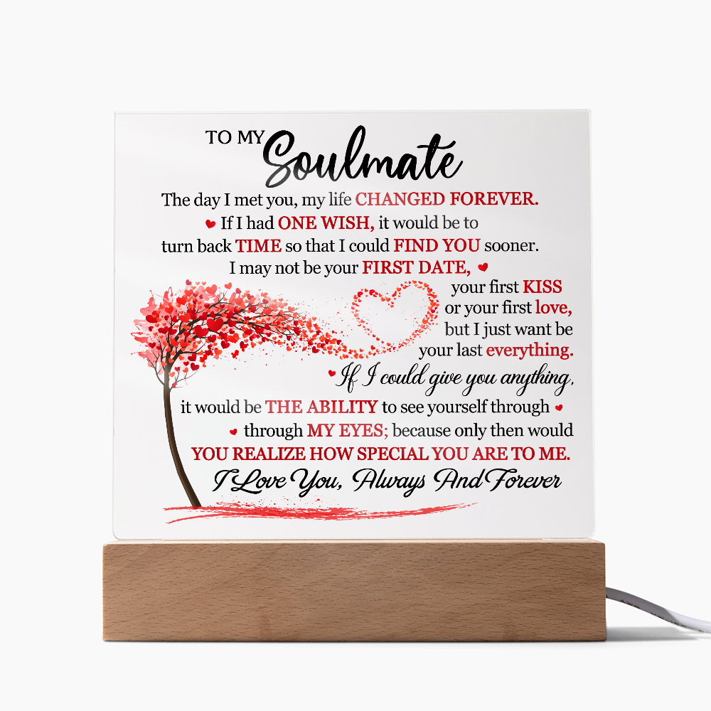 Personalized Soulmate Acrylic Block – Romantic Love Message Keepsake Gift for Couples