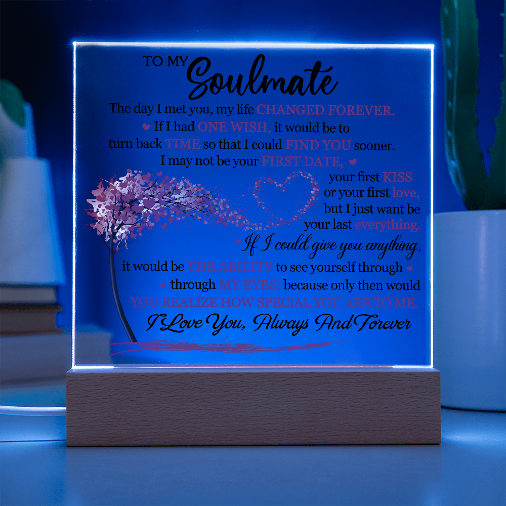 Personalized Soulmate Acrylic Block – Romantic Love Message Keepsake Gift for Couples