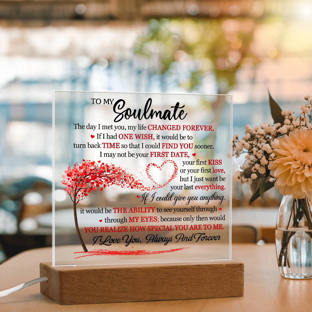 Personalized Soulmate Acrylic Block – Romantic Love Message Keepsake Gift for Couples