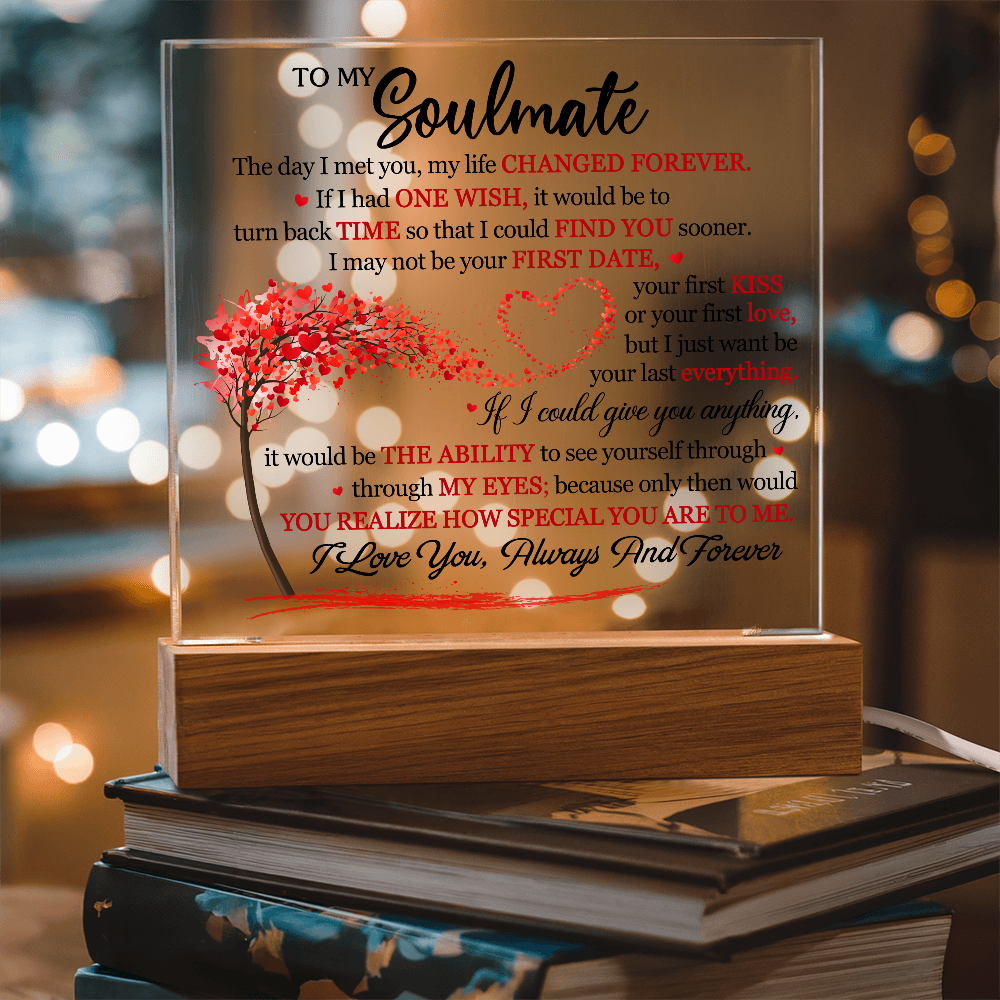 Personalized Soulmate Acrylic Block – Romantic Love Message Keepsake Gift for Couples
