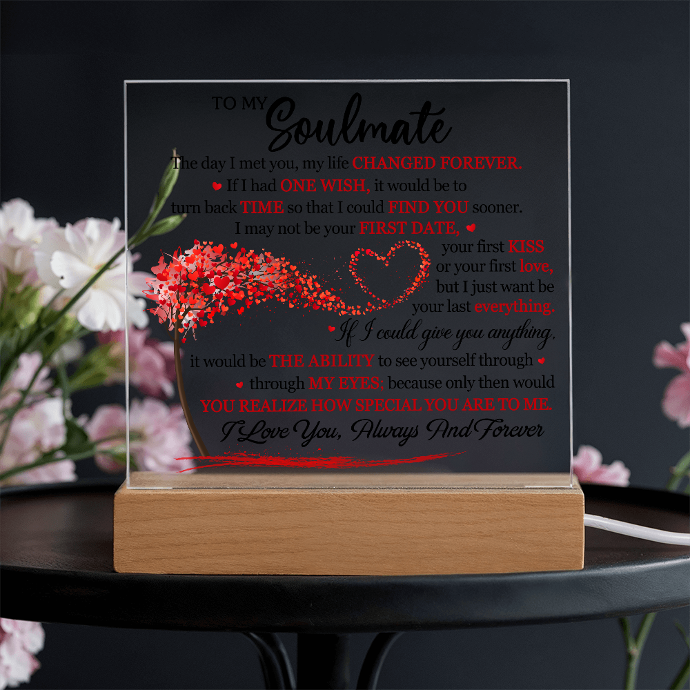 Personalized Soulmate Acrylic Block – Romantic Love Message Keepsake Gift for Couples