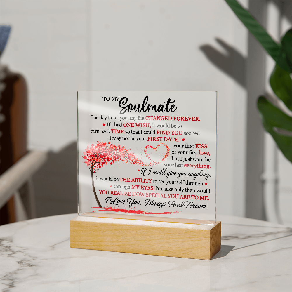 Personalized Soulmate Acrylic Block – Romantic Love Message Keepsake Gift for Couples