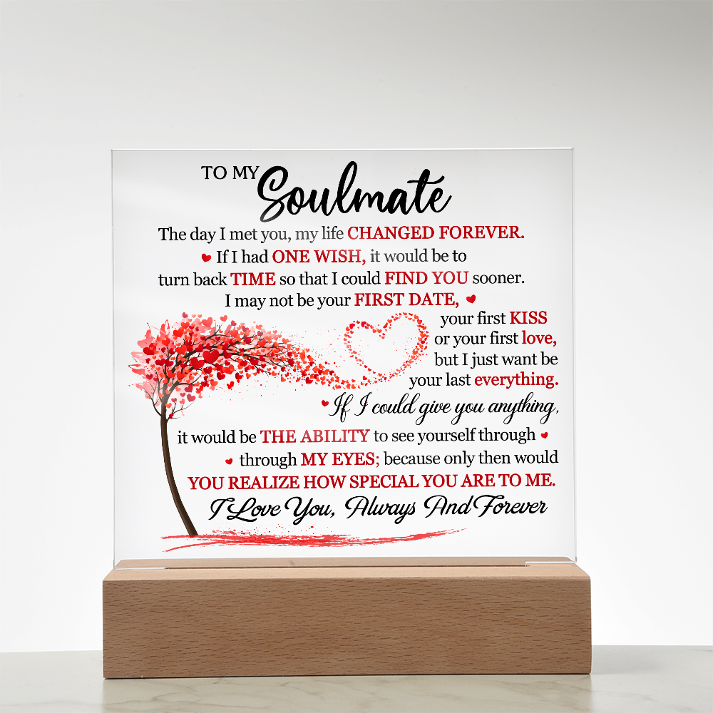 Personalized Soulmate Acrylic Block – Romantic Love Message Keepsake Gift for Couples