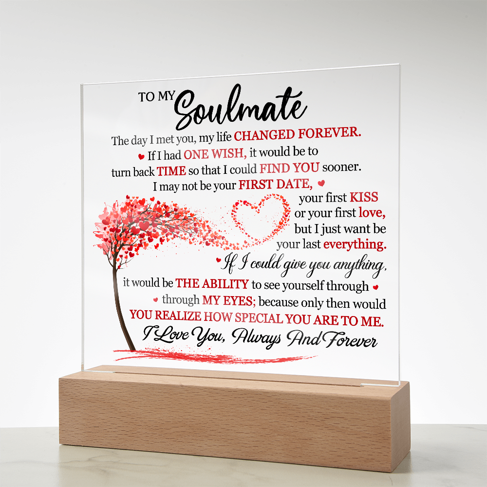 Personalized Soulmate Acrylic Block – Romantic Love Message Keepsake Gift for Couples
