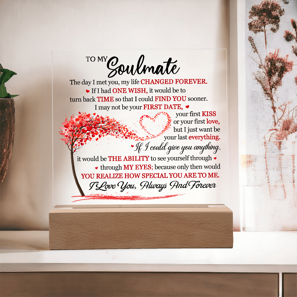 Personalized Soulmate Acrylic Block – Romantic Love Message Keepsake Gift for Couples