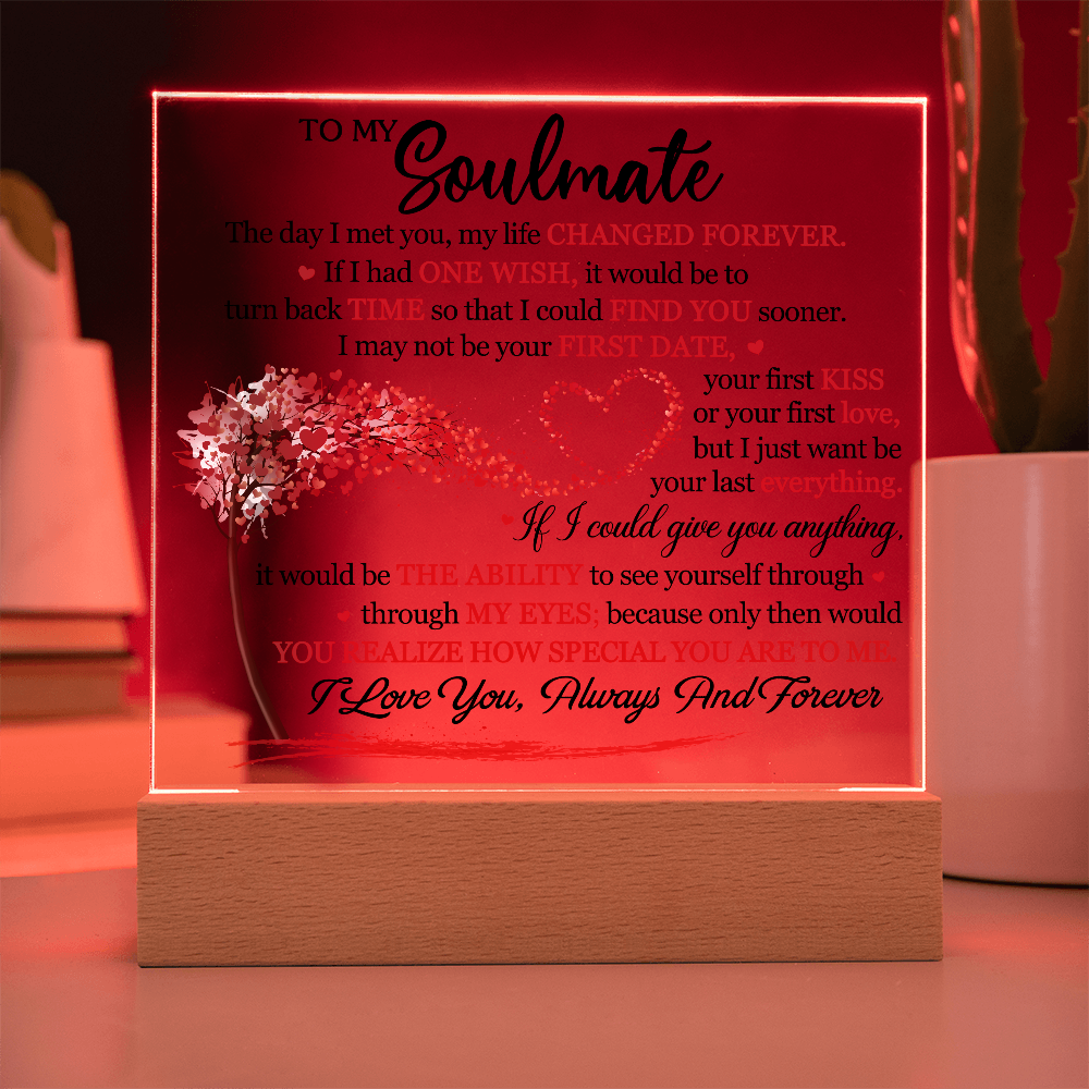 Personalized Soulmate Acrylic Block – Romantic Love Message Keepsake Gift for Couples