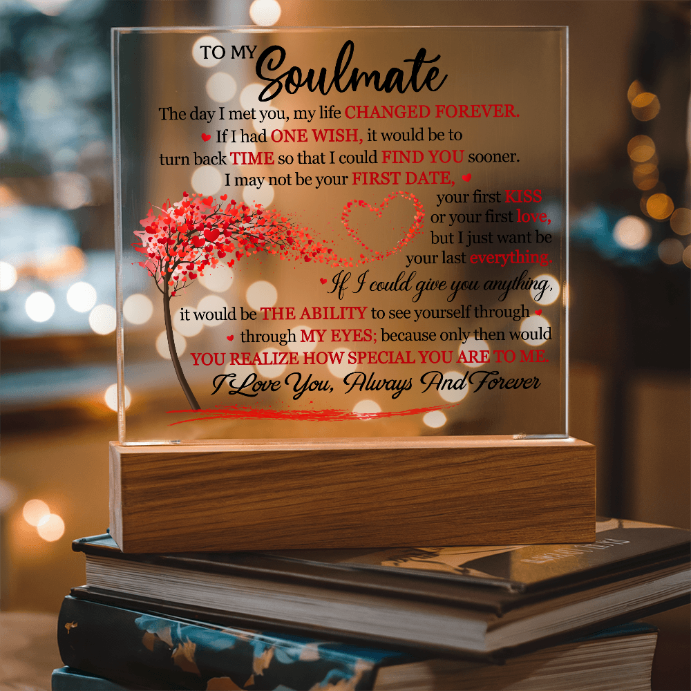 Personalized Soulmate Acrylic Block – Romantic Love Message Keepsake Gift for Couples