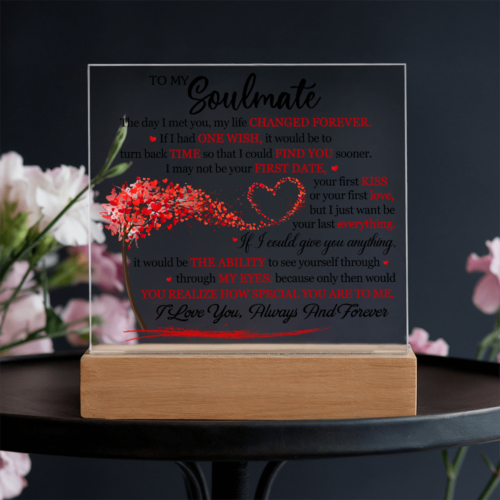 Personalized Soulmate Acrylic Block – Romantic Love Message Keepsake Gift for Couples