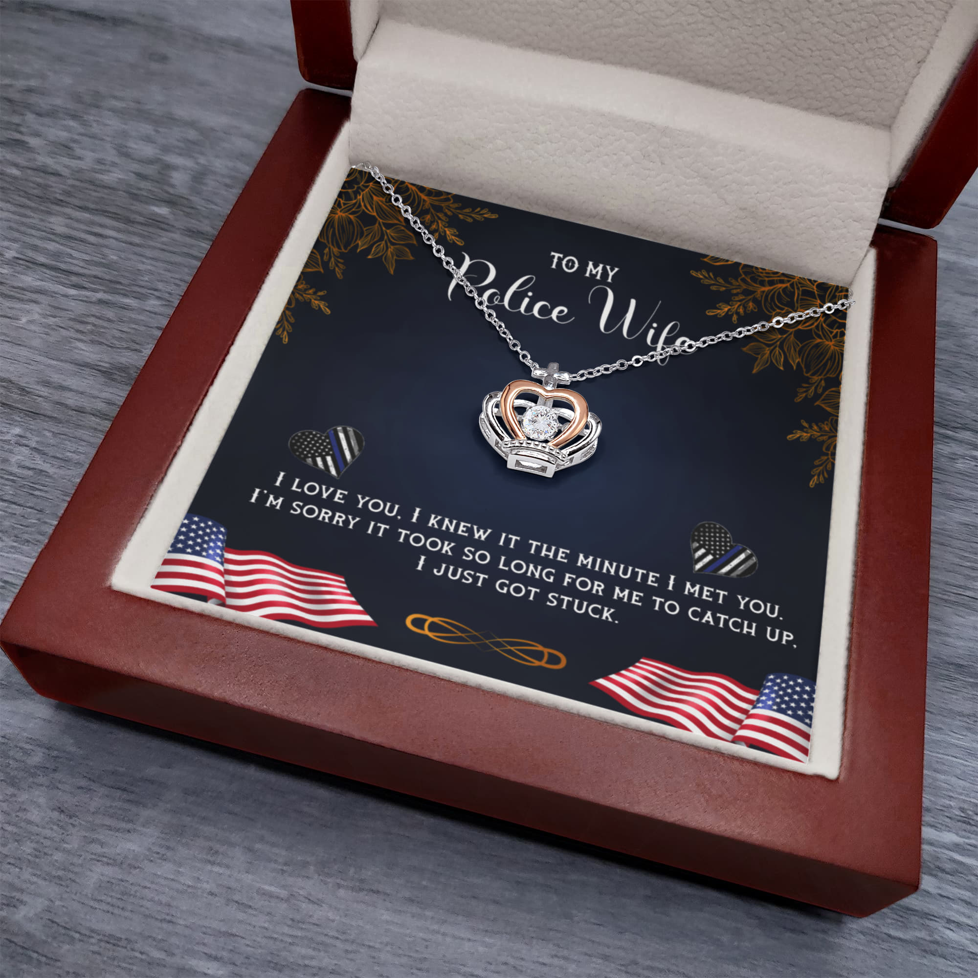 To my Police wife (Crown Pendant necklace)