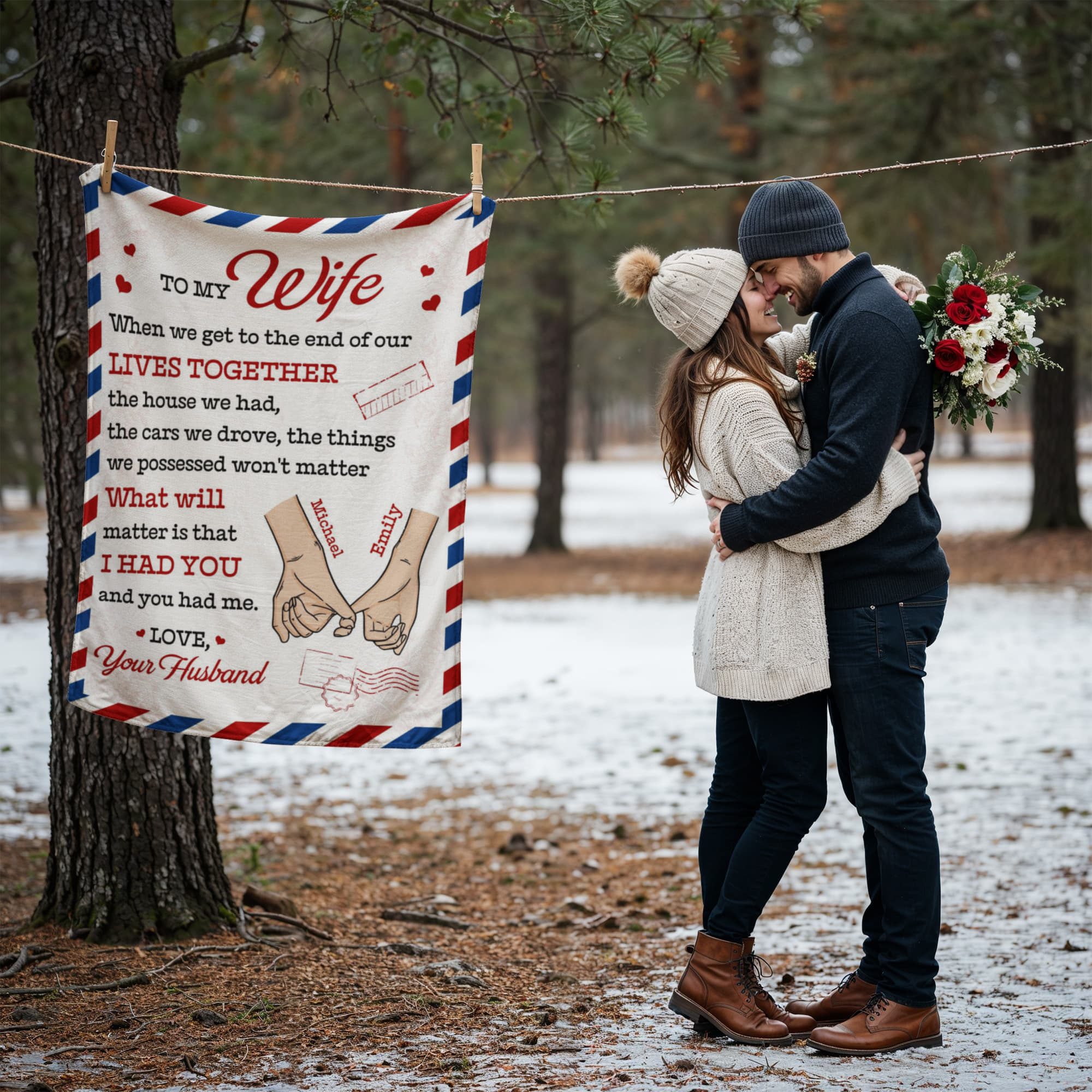 Personalized Love Letter Blanket for Wife – Romantic Message Throw Blanket from Husband