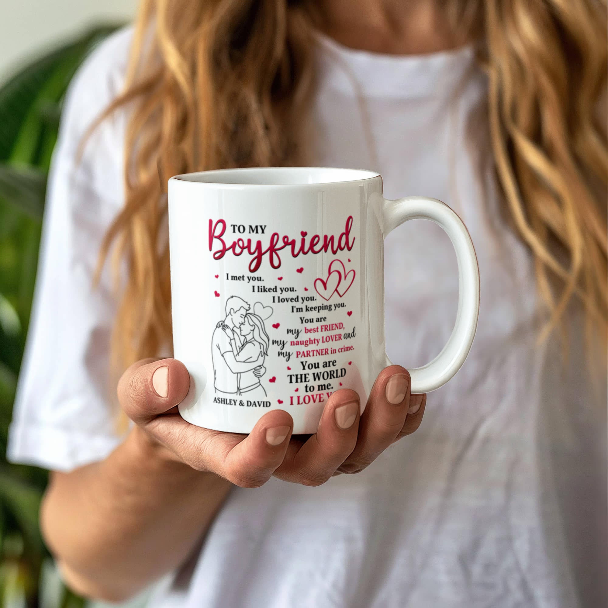 Personalized Boyfriend Mug – “To My Boyfriend” Love Coffee Mug, Custom Names Romantic Gift for Him