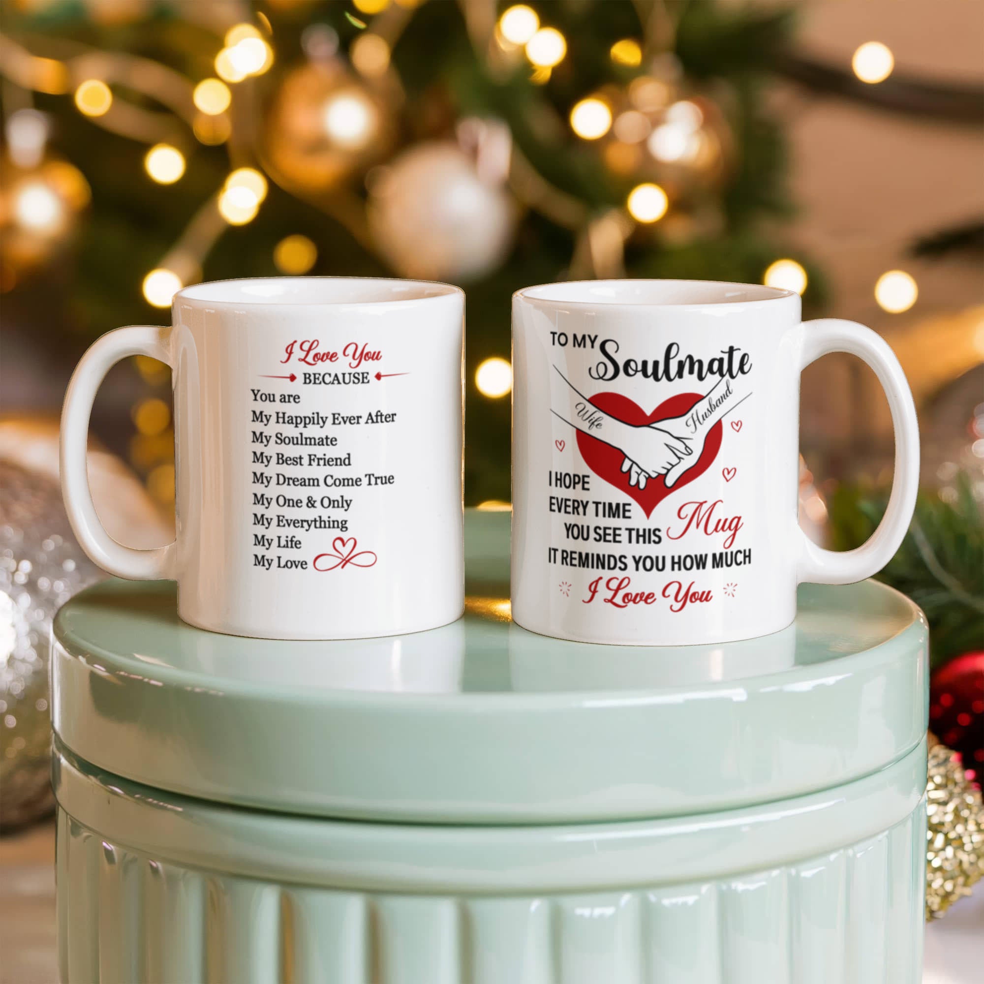 Romantic double-sided ceramic mug for couples