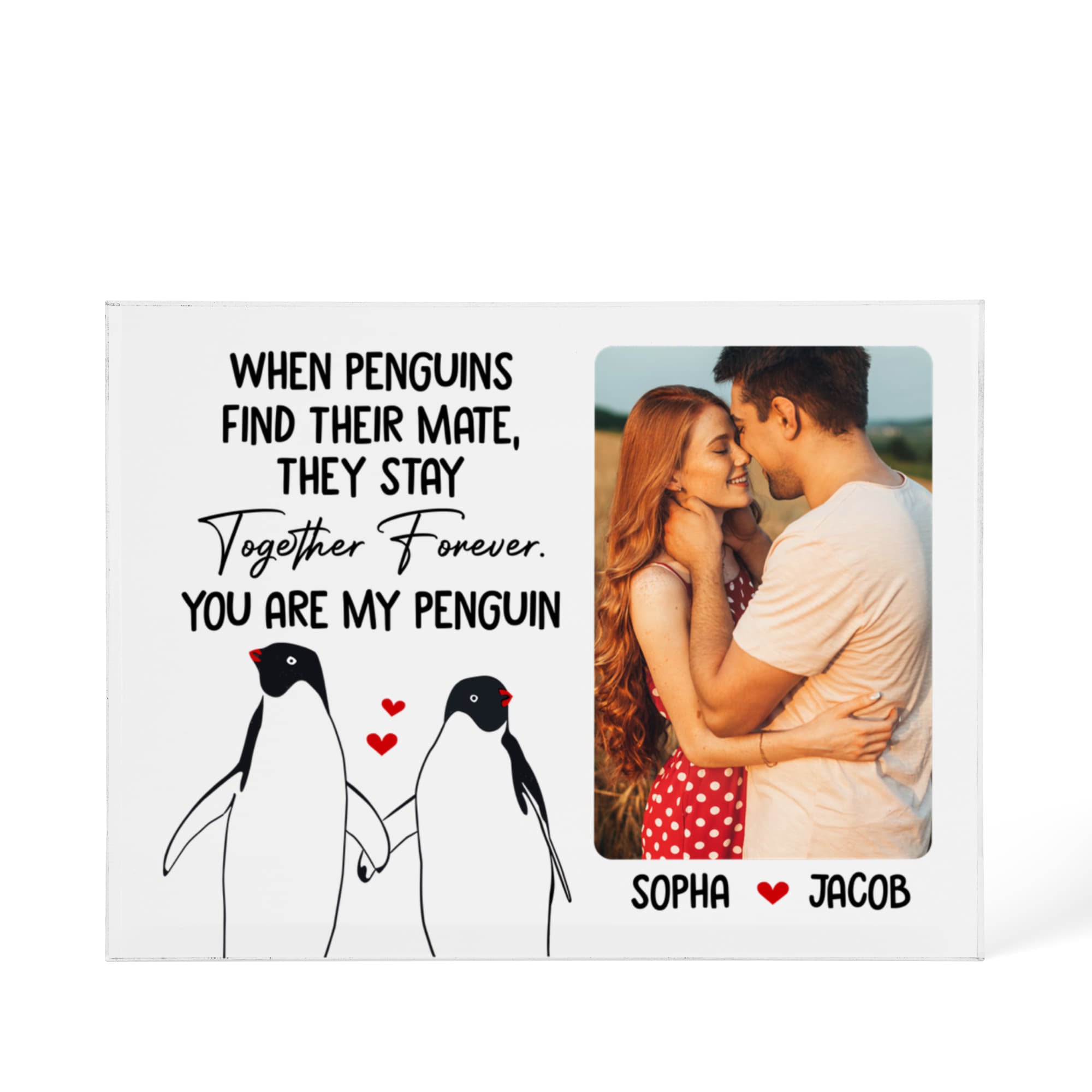 Personalized "You Are My Penguin" Acrylic Photo Block – Custom Anniversary & Valentine’s Day Couple Gift